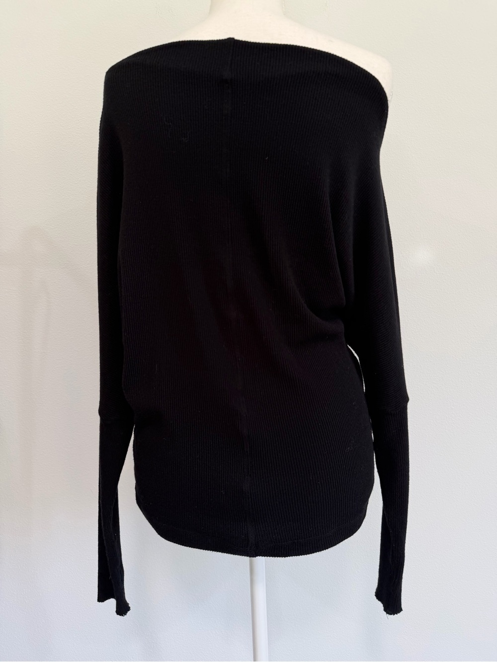 Enza Costa Slouch Top in Black Off-Shoulder Knit Sweater - Picture 7 of 7